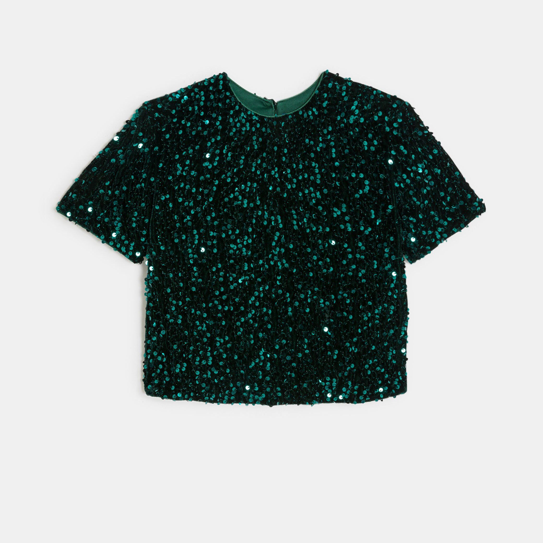 Áo blouse vải sequin cho bé gái